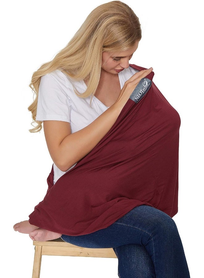 NeoTech Care Nursing Breastfeeding Cover Scarf - Soft Fabric - Red Burgundy - Image 1