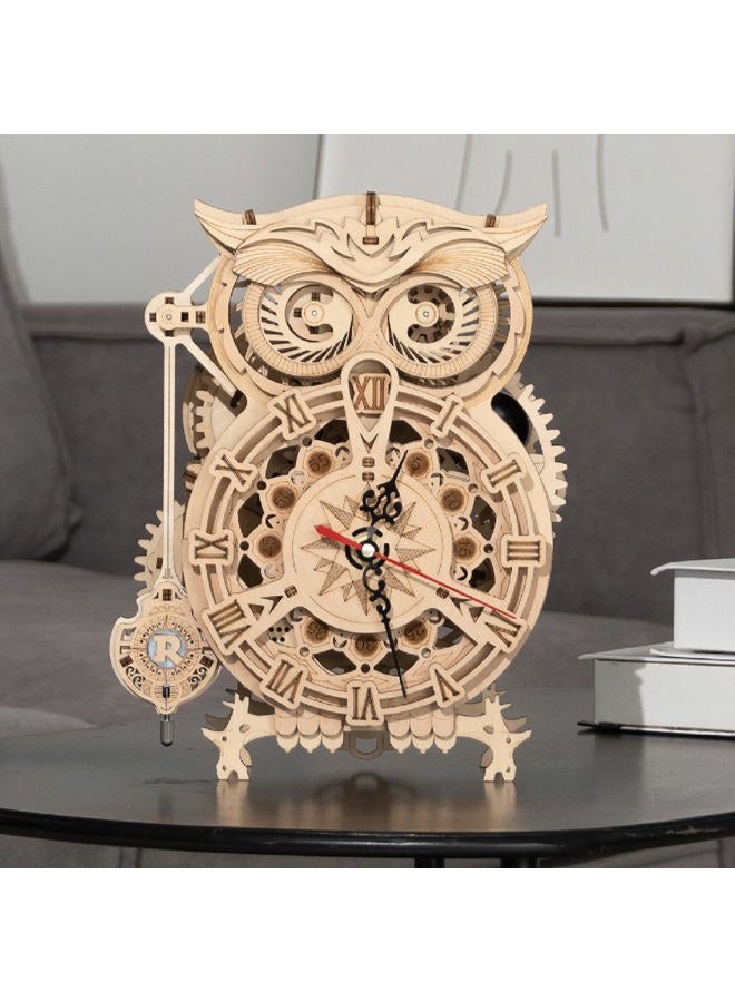 ROKR 3D Wooden Puzzle Owl Clock Kit Model Kits to Build for Adults - Image 1