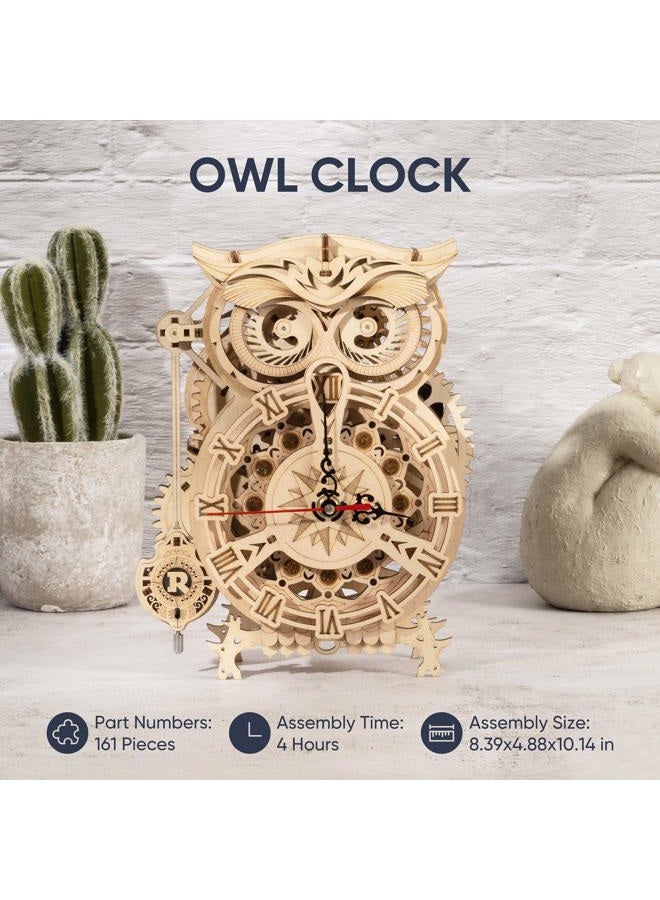 ROKR 3D Wooden Puzzle Owl Clock Kit Model Kits to Build for Adults - Image 2