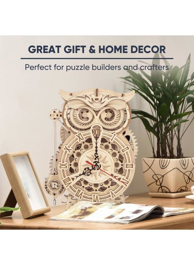 ROKR 3D Wooden Puzzle Owl Clock Kit Model Kits to Build for Adults - Image 3