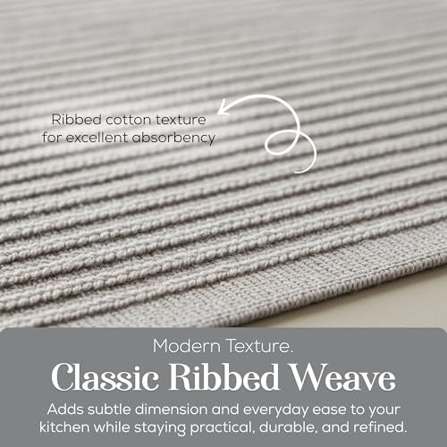 MosJos Kitchen Towels, Cotton Hand Towels, Grey and White Vine Ribbed Hand Drying Cloth Set of 4 Absorbent Hand Towels, 18 x 28 Kitchen Linens - Image 3