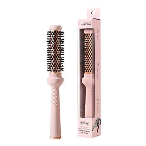 F3 Systems Magic Curling Round Brush (1 Inch) - Non-electronic, Self-Standing Round Brush, Great Blowout, Ceramic Coated Barrel, Quick Styling, Ionic Thermal Barrel, Volumizer, Styler - Image 1