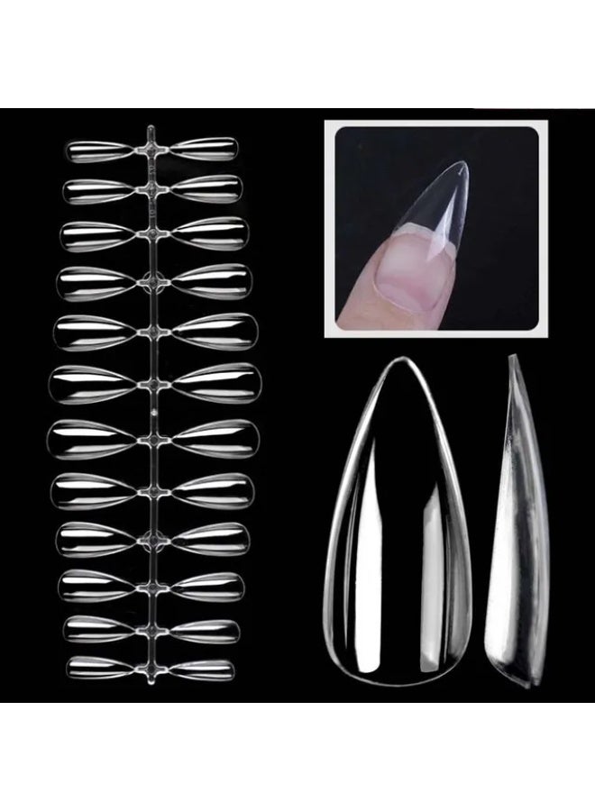 أظافر صناعية شفافة فرنسية مربعة الشكل، 500 قطعة، أطراف أظافر صناعية أكريليكية، أظافر صناعية شفافة فرنسية، 500 قطعة - Image 1