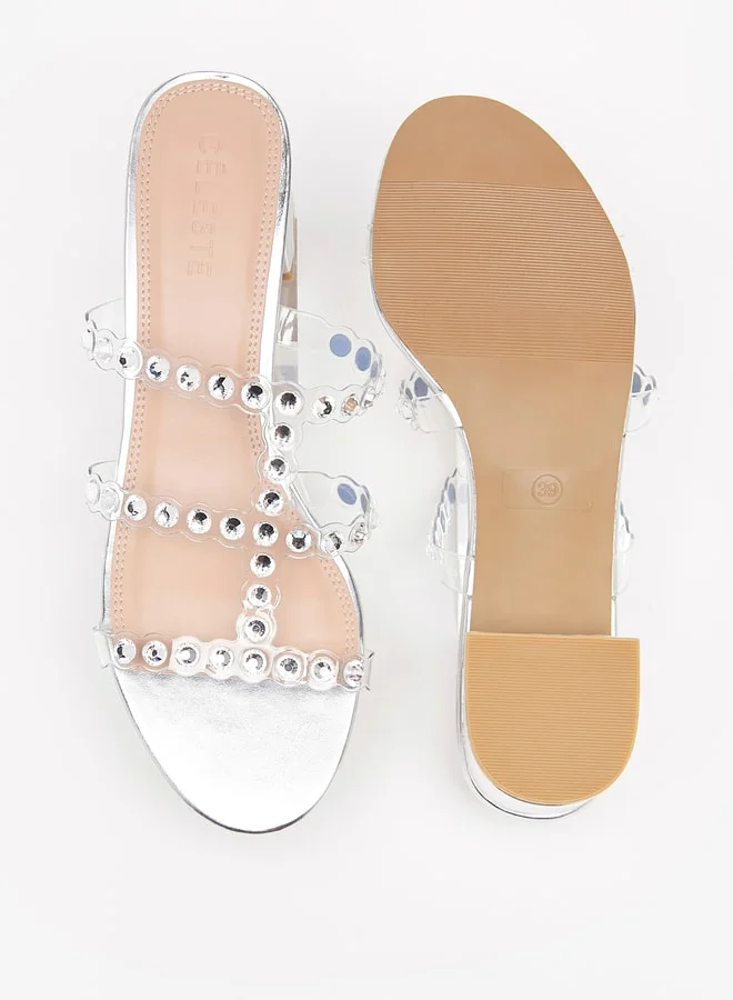 Celeste Women'S Embellished Slip-On Sandals With Block Heels