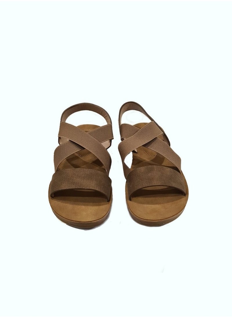 Ladies beige Flat Sandal with straps Open Toe, Casual, Soft  - Image 3