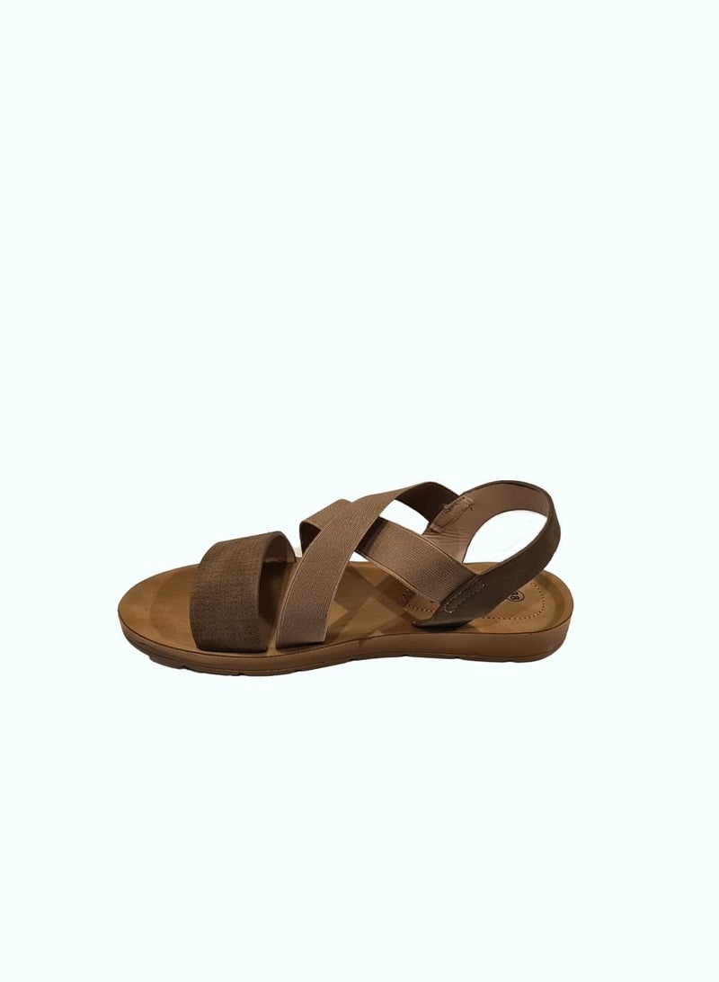 Ladies beige Flat Sandal with straps Open Toe, Casual, Soft  - Image 4