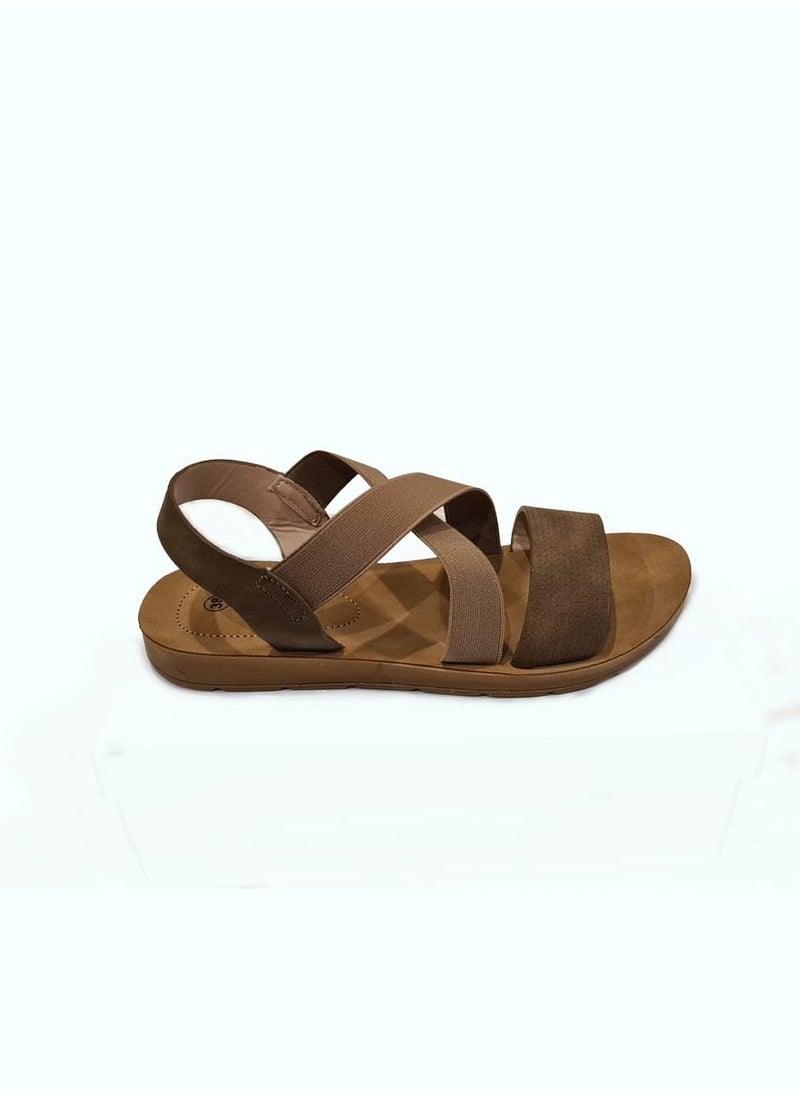 Ladies beige Flat Sandal with straps Open Toe, Casual, Soft  - Image 1