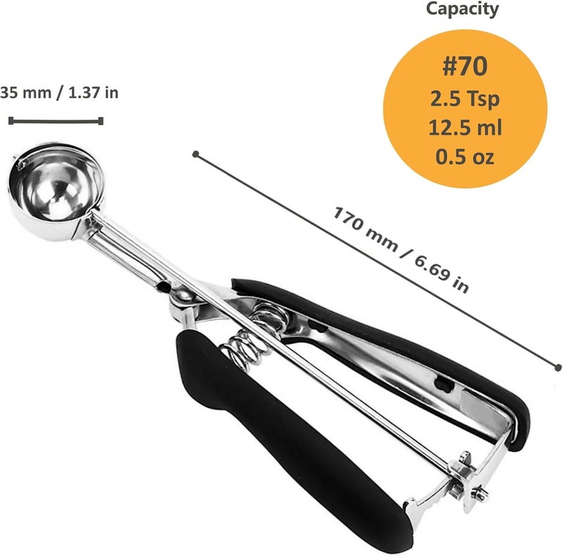 LLESCA Cookie Scoop, Ice Cream Scoop, Mini Cookie Scoops for Baking, 18/8 Stainless Steel Cookie Scooper for Baking, Cookie Dough Scoop, Ice Cream Scooper with Trigger Release, Non-slip Grip(35MM)…… - Image 5