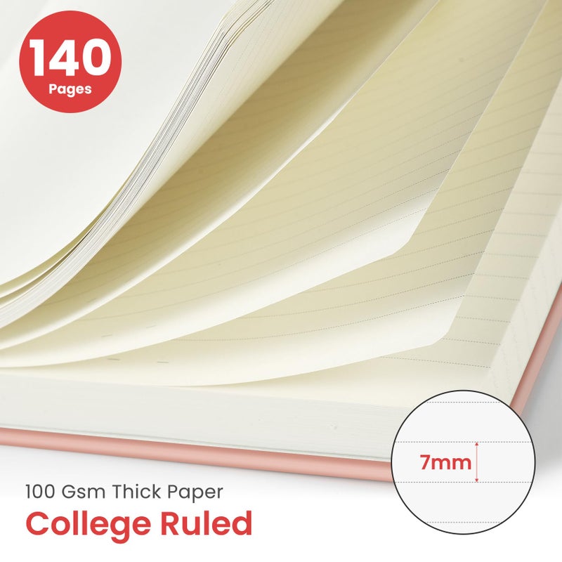 Taja Lined Spiral Journal Notebook for Women & Men, 140 Pages, College Ruled Hardcover Notebook for Work & Note Taking, Journals for Writing, A5(6"x8") - Pink - Image 2