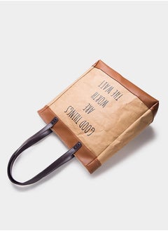 JML Original niche shoulder kraft paper tote bag large capacity female college students class commuting handbag  - Image 4