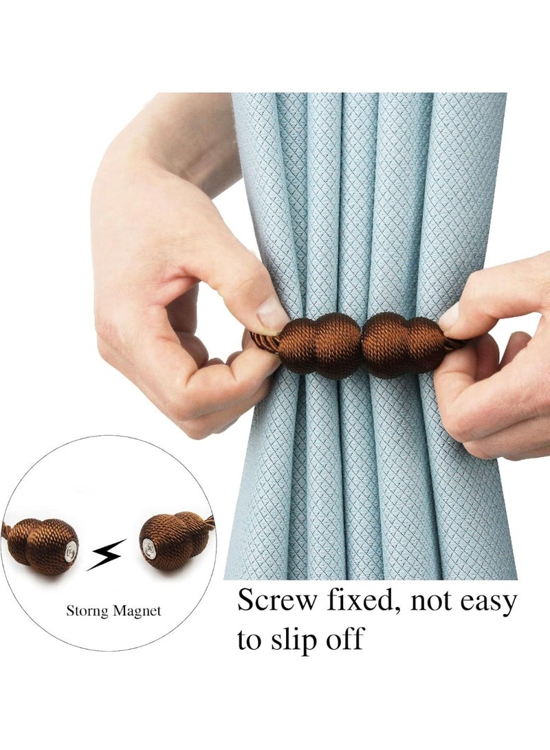 jaexest Magnetic Curtain Tiebacks – 4 Pack Rope Decorative Curtain Tie Backs – Elegant Drape Holders for Indoor & Outdoor Window Treatment – Coffee Brown - Image 3