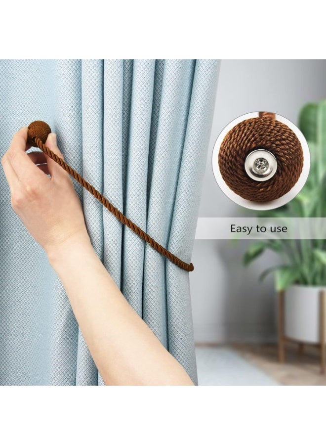 jaexest Magnetic Curtain Tiebacks – 4 Pack Rope Decorative Curtain Tie Backs – Elegant Drape Holders for Indoor & Outdoor Window Treatment – Coffee Brown - Image 5