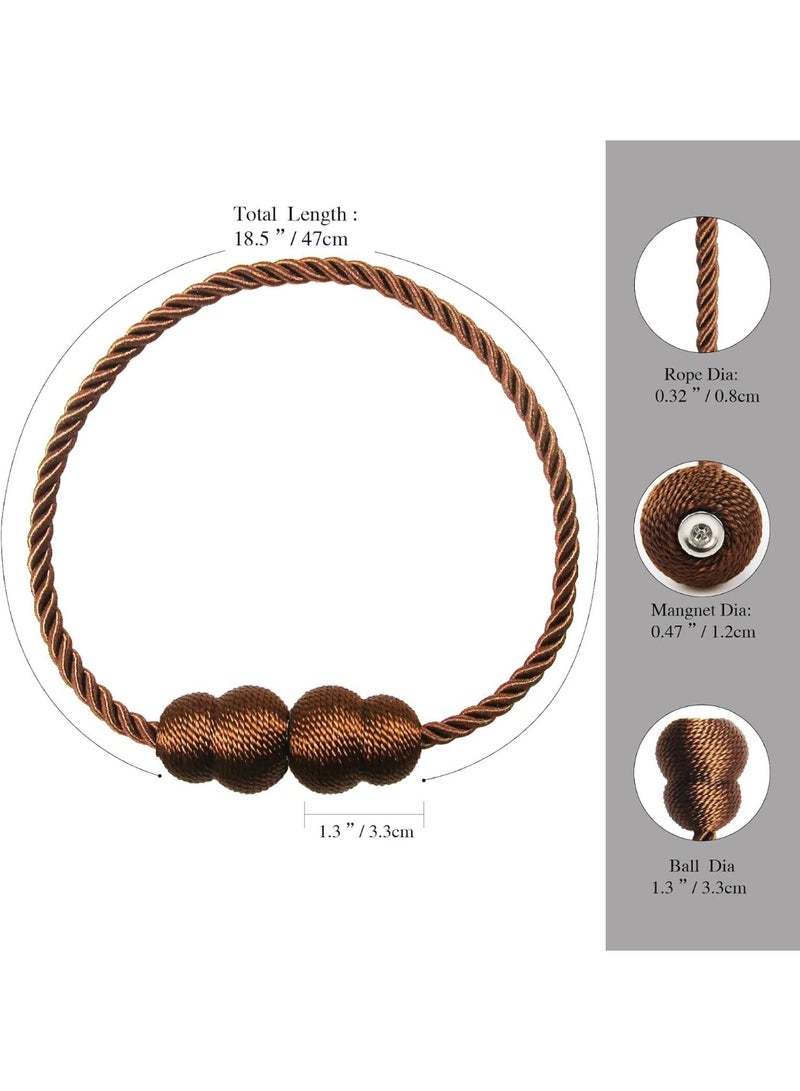 jaexest Magnetic Curtain Tiebacks – 4 Pack Rope Decorative Curtain Tie Backs – Elegant Drape Holders for Indoor & Outdoor Window Treatment – Coffee Brown - Image 2