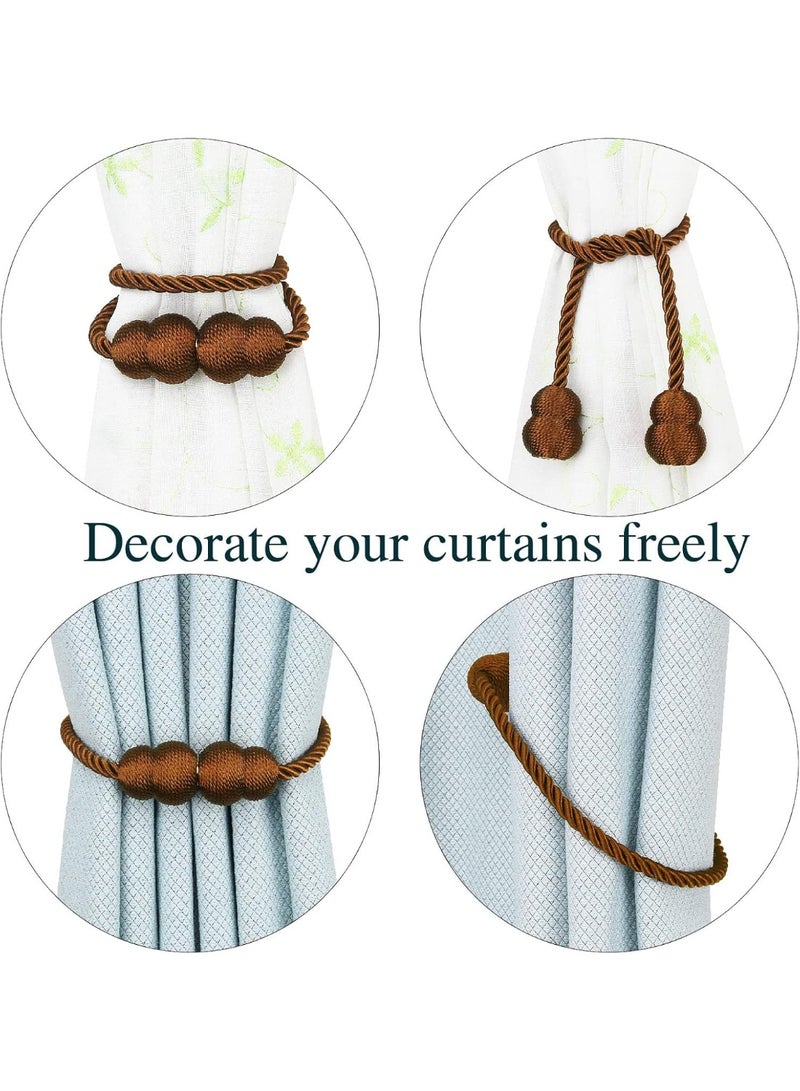 jaexest Magnetic Curtain Tiebacks – 4 Pack Rope Decorative Curtain Tie Backs – Elegant Drape Holders for Indoor & Outdoor Window Treatment – Coffee Brown - Image 4