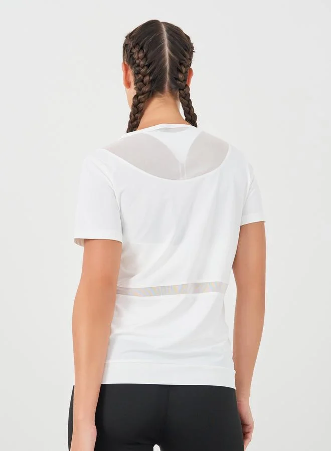 Styli Styli Textured Mesh Insert Short Sleeve Top