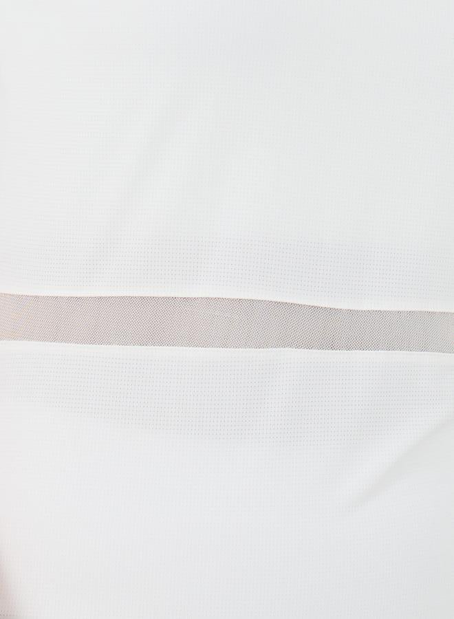 ستايلي اكتيف بلوزة قصيرة بأكمام قصيرة مزينة بشبكة منقوشة - Image 3