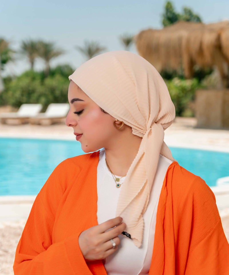 كايان طرحة ساتان أرماني بليسيه شيفون مربعة بتصميم مميز - متعدد الألوان - Image 3