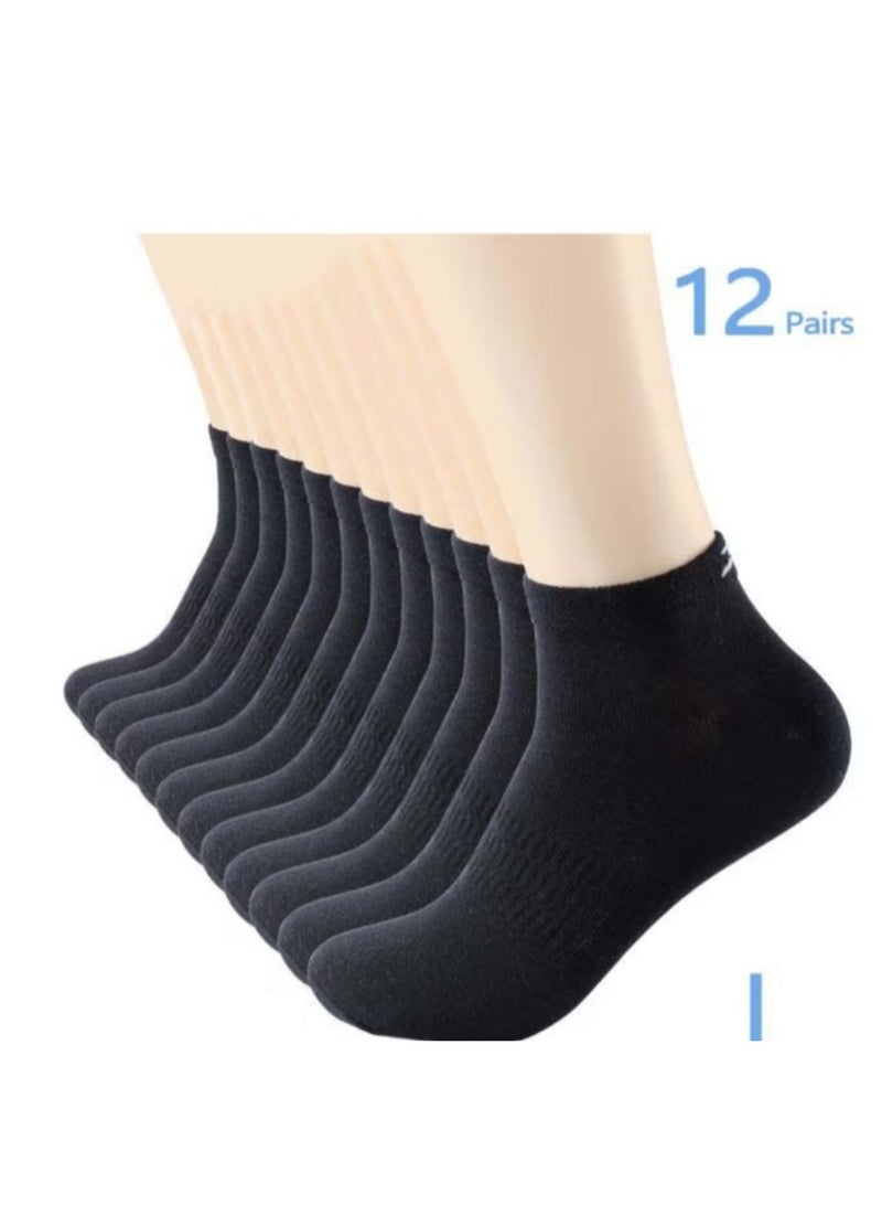 12 Pairs Of Ankle Socks Soft For Men And Women Black - Image 2