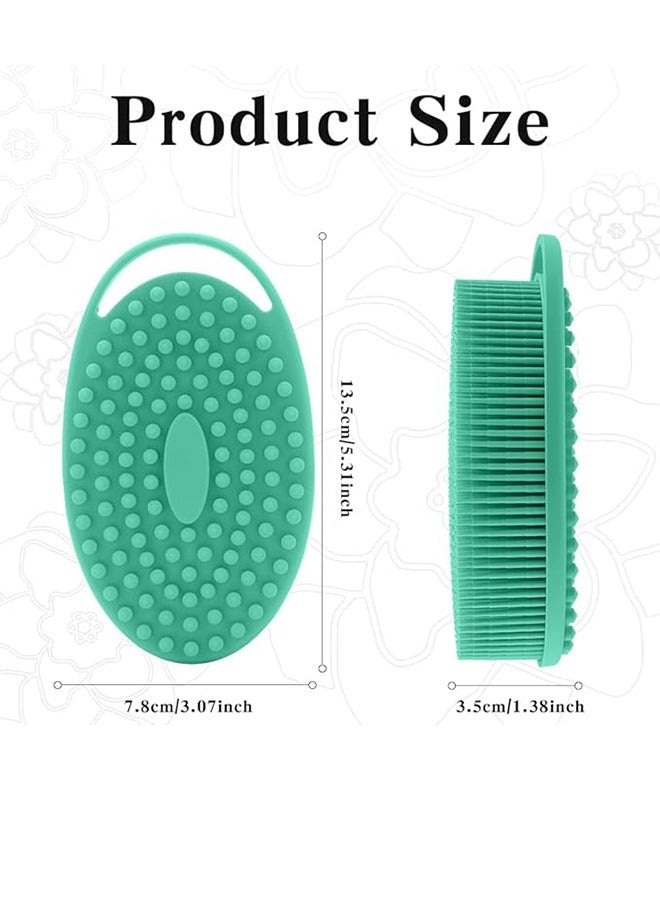 فرشاة تنظيف الجسم من السيليكون، فرشاة للجسم، ليفة سيليكون ناعمة، مقشر للجسم من الليفة، مقشر للجسم 2 في 1، مدلك فروة الرأس للبشرة الحساسة، للنساء والرجال والأطفال، أخضر - Image 3