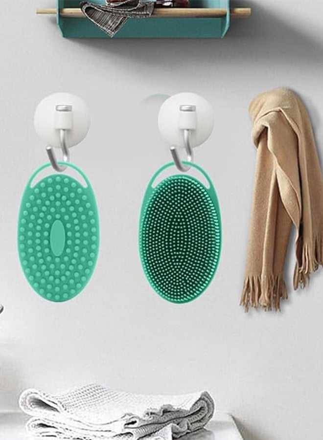 فرشاة تنظيف الجسم من السيليكون، فرشاة للجسم، ليفة سيليكون ناعمة، مقشر للجسم من الليفة، مقشر للجسم 2 في 1، مدلك فروة الرأس للبشرة الحساسة، للنساء والرجال والأطفال، أخضر - Image 4