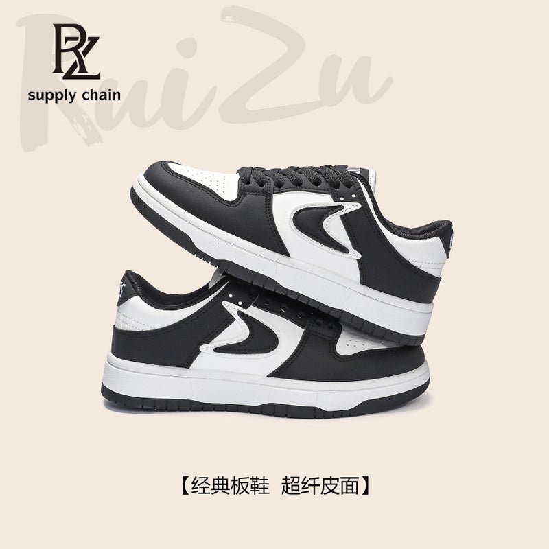 K803 Classic Sneakers Womens Autumn 2024 New Casual Sports Low-top Flat All-match Comfortable Ultra-fiber Leather Black