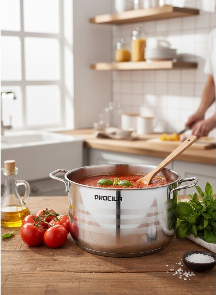 PROCILA Estra Stainless Steel Cooking Pot 24CM Silver With 5 Induction Layers Bottom - Image 3