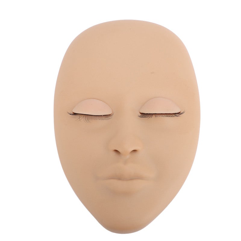 Lash Mannequin Head Silicone Removable Eyelid Multifunctional Eyelash Extension Mannequin Head for Makeup Practice Teaching Training Skin Color - Image 1