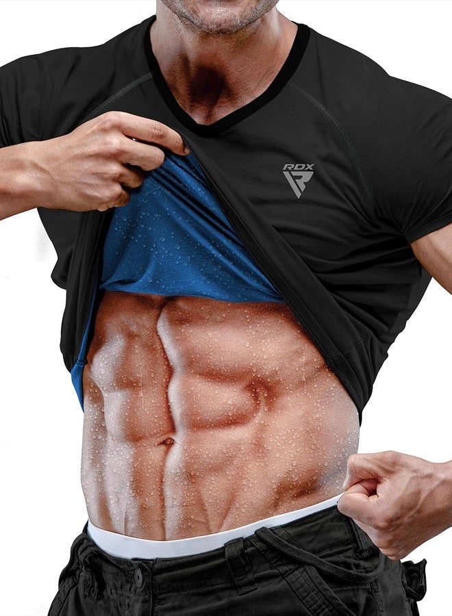 Rdx Men's Sauna Shirt Heat Trapping Sweat Suit - REACH OEKO TEX 100 Certified T-Shirt - Gym Workout Fitness Tank Top Trimmer - Image 1