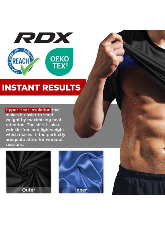 Rdx Men's Sauna Shirt Heat Trapping Sweat Suit - REACH OEKO TEX 100 Certified T-Shirt - Gym Workout Fitness Tank Top Trimmer - Image 2