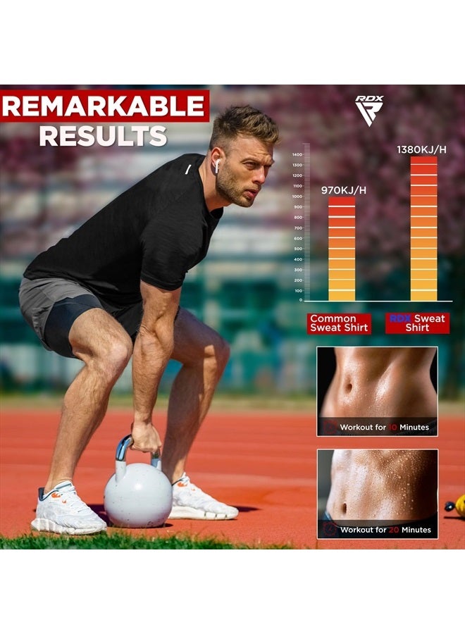 Rdx Men's Sauna Shirt Heat Trapping Sweat Suit - REACH OEKO TEX 100 Certified T-Shirt - Gym Workout Fitness Tank Top Trimmer - Image 4