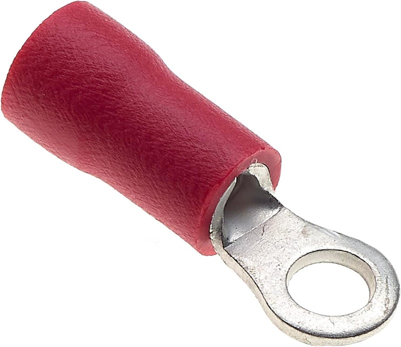 Keple Ring Crimp Terminal - Pack of 100, Red, 3.2mm, 25A, 22-16 AWG - Heat Shrink Ring Connectors, Tinned Copper Connectors, Insulated Ring Wire Terminals - Image 1