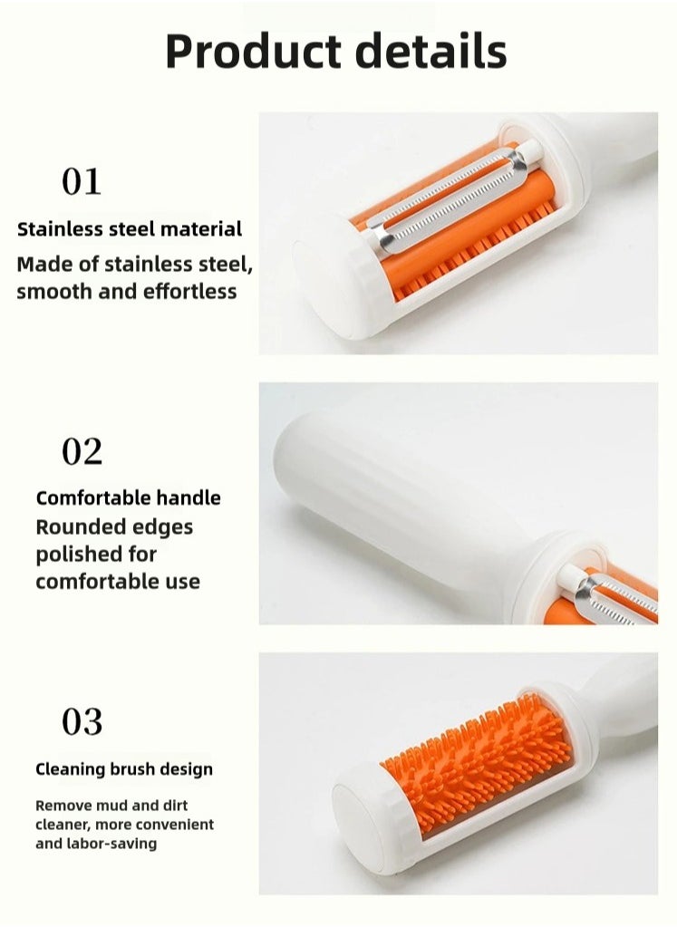 SOUQORA - 2 in 1 Multifunctional Vegetable Peeler, Paring Knife with Cleaning Brush, New Multifunctional Veggie Peeler Swivel Vegetable Peeler Potato Peelers Kitchen Food Peelers,2024 Upgraded Potato Peeler Swivel Peeler and Knife for Fruits and Vegetables, Veggie Peeler for Melon Carrot (White)17.8x3.6x2.8cm - Image 1