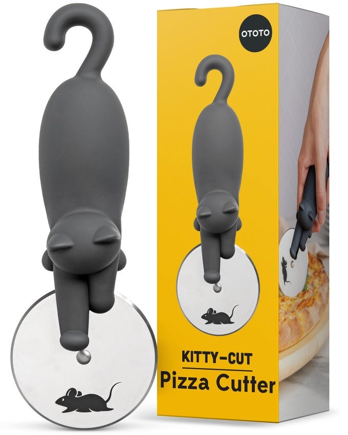 KITTY CUT PIZZA CUTTER WHEEL PIZZA CUTTERS STAINLESS STEEL FUNNY KITCHEN GADGETS AND KITCHEN GIFTS CAT GIFT FOR WOMEN CAT LOVERS