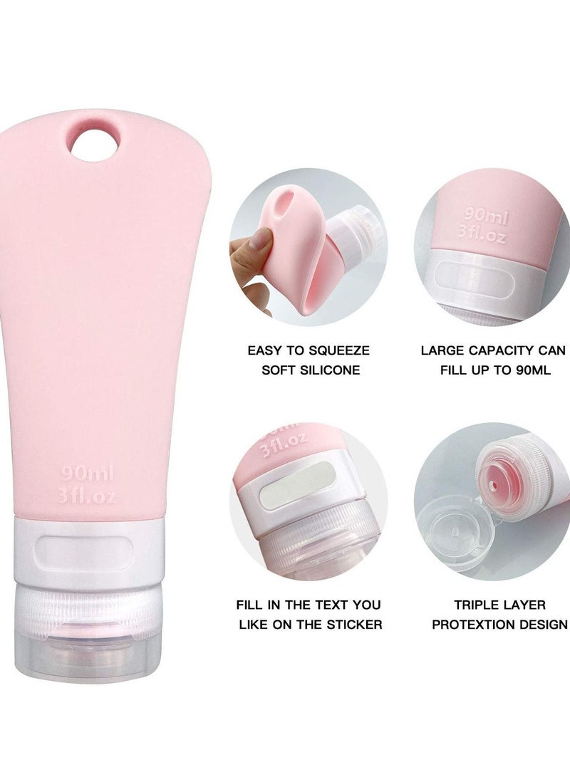 KASTWAVE Silicone Travel Bottles Set, Leak Proof Squeezable Portable Tubes Travel Size Toiletries Containers, Travel Tube Sets Cosmetic Toiletry Containers for Shampoo Lotion Soap- 4 Pack (3 fl. oz) - Image 2