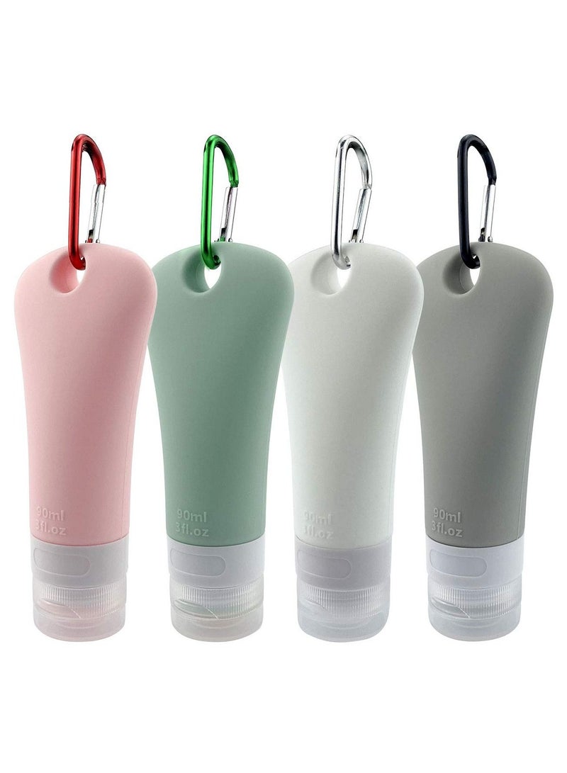 KASTWAVE Silicone Travel Bottles Set, Leak Proof Squeezable Portable Tubes Travel Size Toiletries Containers, Travel Tube Sets Cosmetic Toiletry Containers for Shampoo Lotion Soap- 4 Pack (3 fl. oz) - Image 1