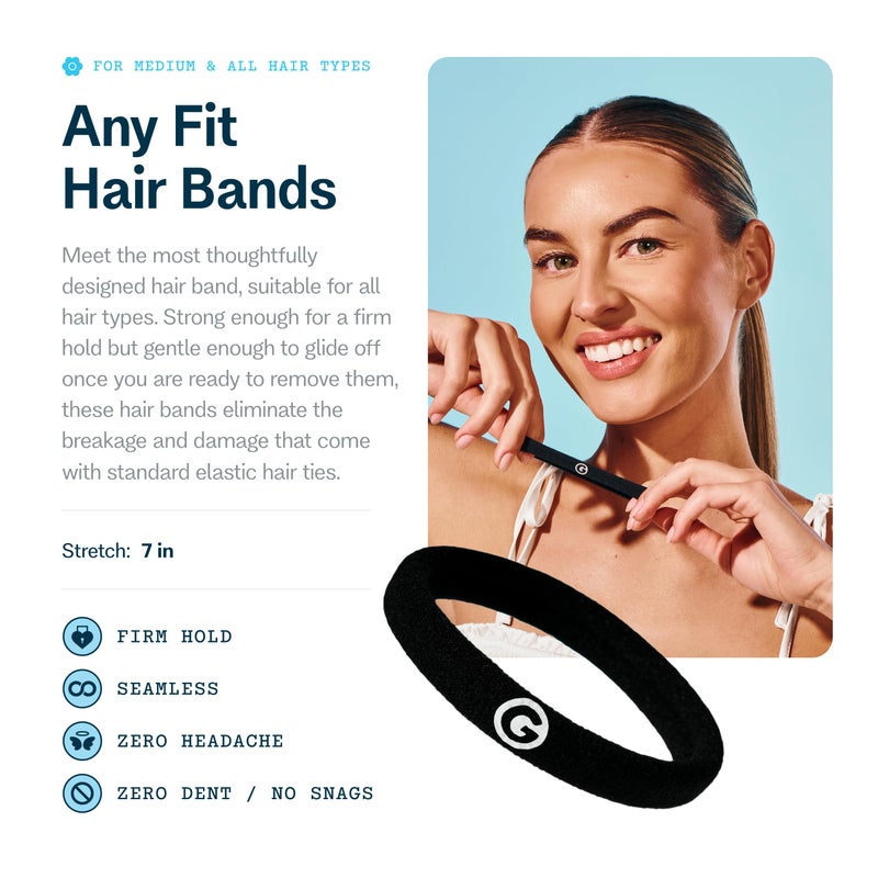 Gimme Beauty Medium Hold Hair Bands - Seamless Nylon & Spandex Ties for All Hair Types - Damage-Free, Comfort Fit Ponytail Holders - No-Crease Elastic Bands for Daily Use - Neutrals, 9 Pack - Image 2