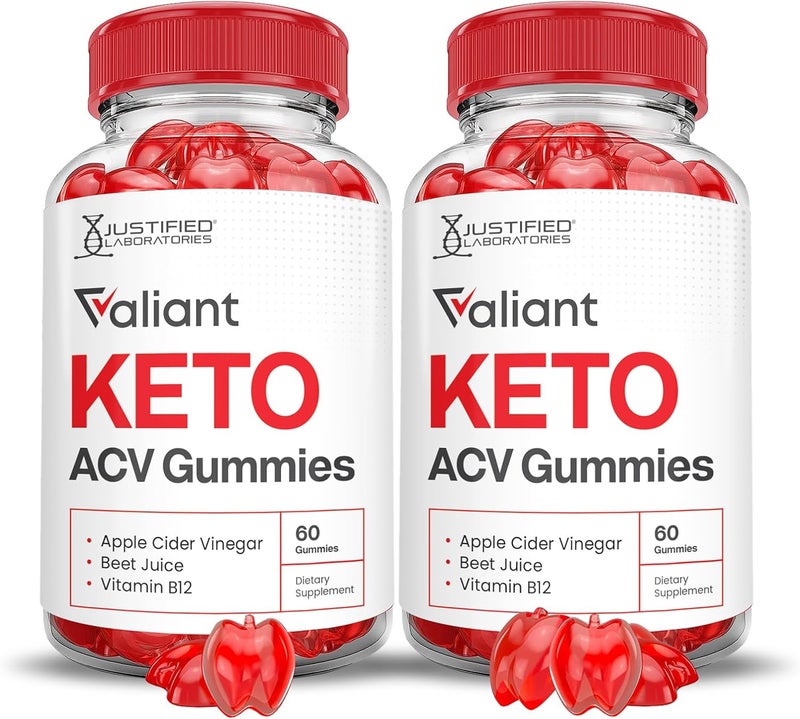 Justified Laboratories 2 Pack Valiant Keto ACV Gummies Advanced Formula 1000MG Valant Keto Gummies Apple Cider Vinegar Formulated with Pomegranate Beet Juice Powder B12 Vegan Non GMO 120 Gummys - Image 1