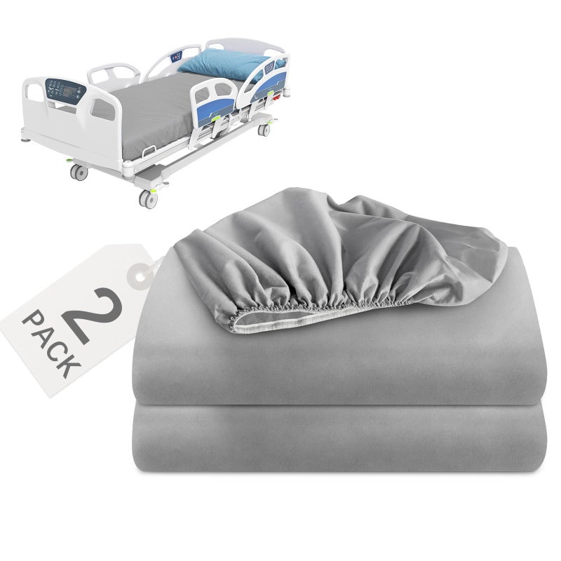 Biloban 2 Pack Hospital Bed Sheets Fitted, 36â€™â€™Ã—84â€™â€™Ã—14â€™â€™ Hospital Bed Sheet Fit for Home & Hospital Care Beds, Shrinkage & Stain Resistant RV Twin Sheets for RV Twin/Bunk Mattress - Image 1