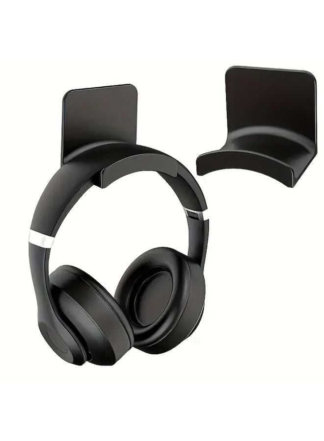 Black Wall Mounted Headphone Stand No Drilling Needed Holds Headphones Controllers - Image 4
