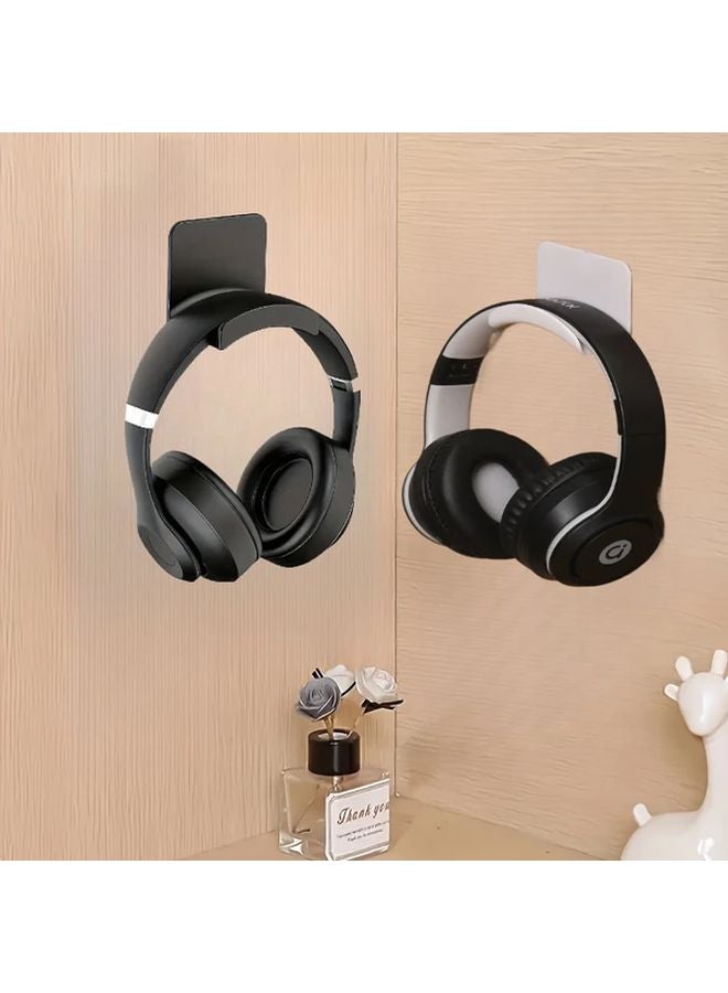 Black Wall Mounted Headphone Stand No Drilling Needed Holds Headphones Controllers - Image 2