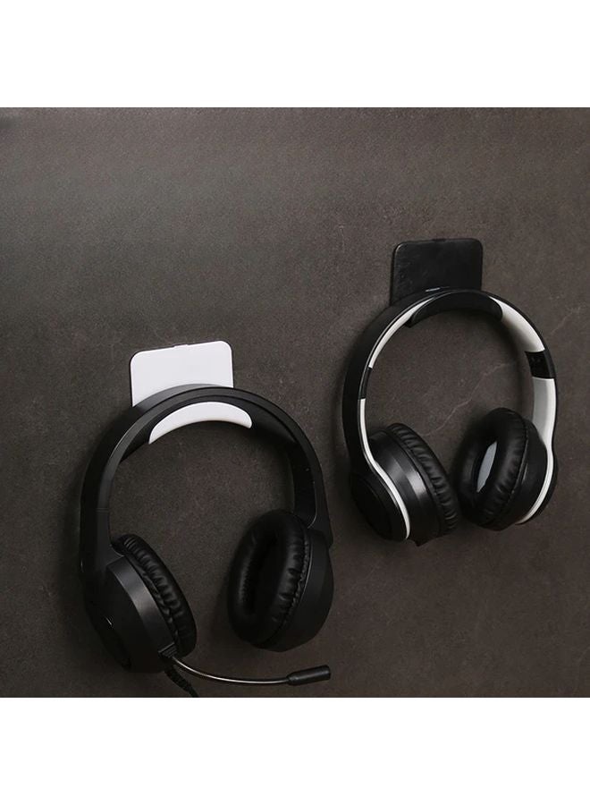 Black Wall Mounted Headphone Stand No Drilling Needed Holds Headphones Controllers - Image 3