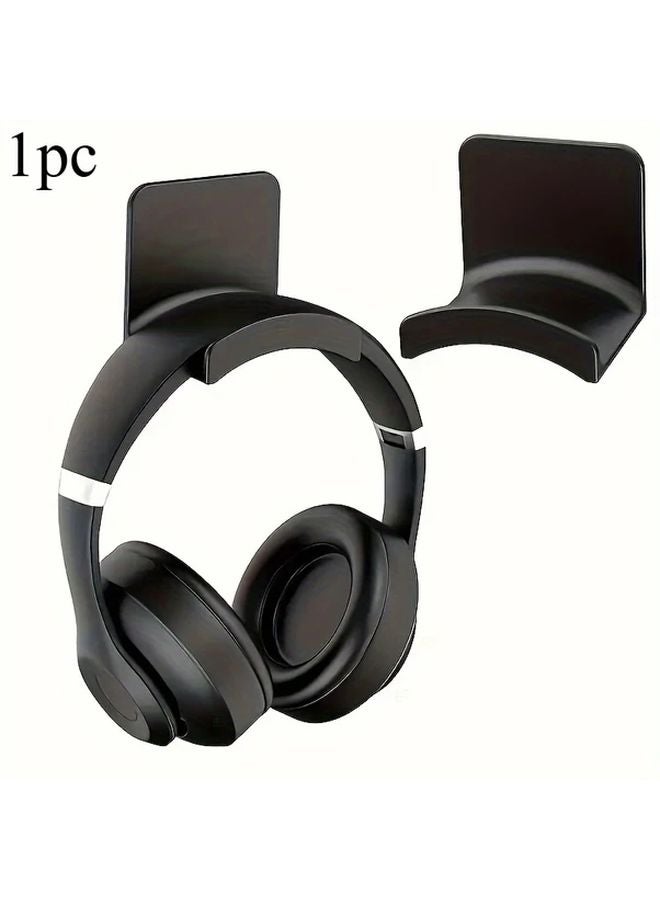 Black Wall Mounted Headphone Stand No Drilling Needed Holds Headphones Controllers - Image 1