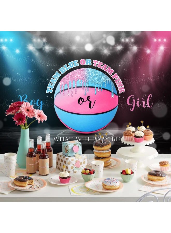 Rsuuinu Basketball Themed Gender Reveal Backdrop Boy or Girl Team Blue or Team Pink Baby Shower Background He or She Surprise Party Decorations Banner Cake Table Supplies Photo Booth Props 7x5ft - Image 4