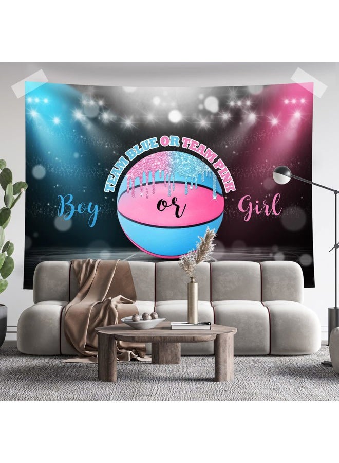 Rsuuinu Basketball Themed Gender Reveal Backdrop Boy or Girl Team Blue or Team Pink Baby Shower Background He or She Surprise Party Decorations Banner Cake Table Supplies Photo Booth Props 7x5ft - Image 3