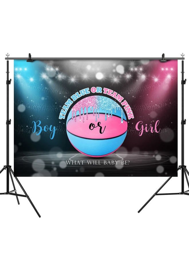 Rsuuinu Basketball Themed Gender Reveal Backdrop Boy or Girl Team Blue or Team Pink Baby Shower Background He or She Surprise Party Decorations Banner Cake Table Supplies Photo Booth Props 7x5ft - Image 2