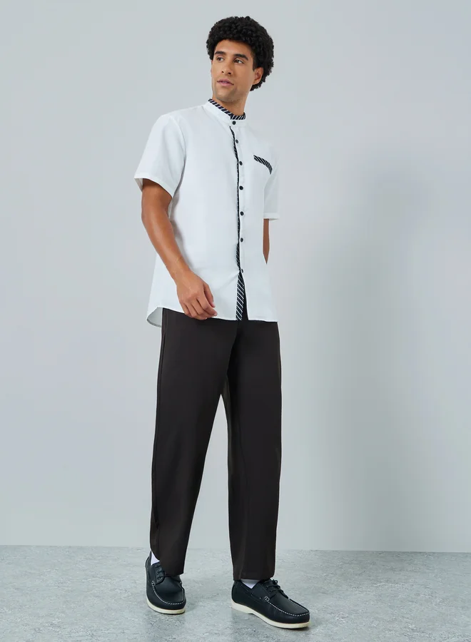 Take Two Men White Mandarin Collar Shirt