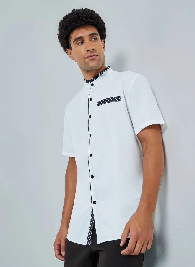 Take Two Men White Mandarin Collar Shirt