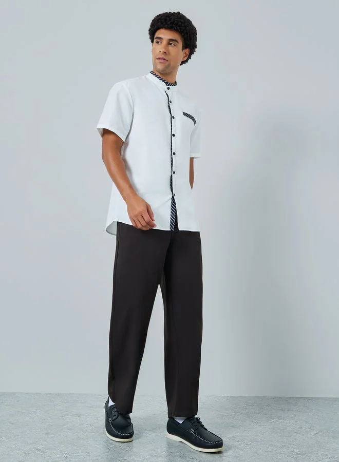 Take Two Men White Mandarin Collar Shirt