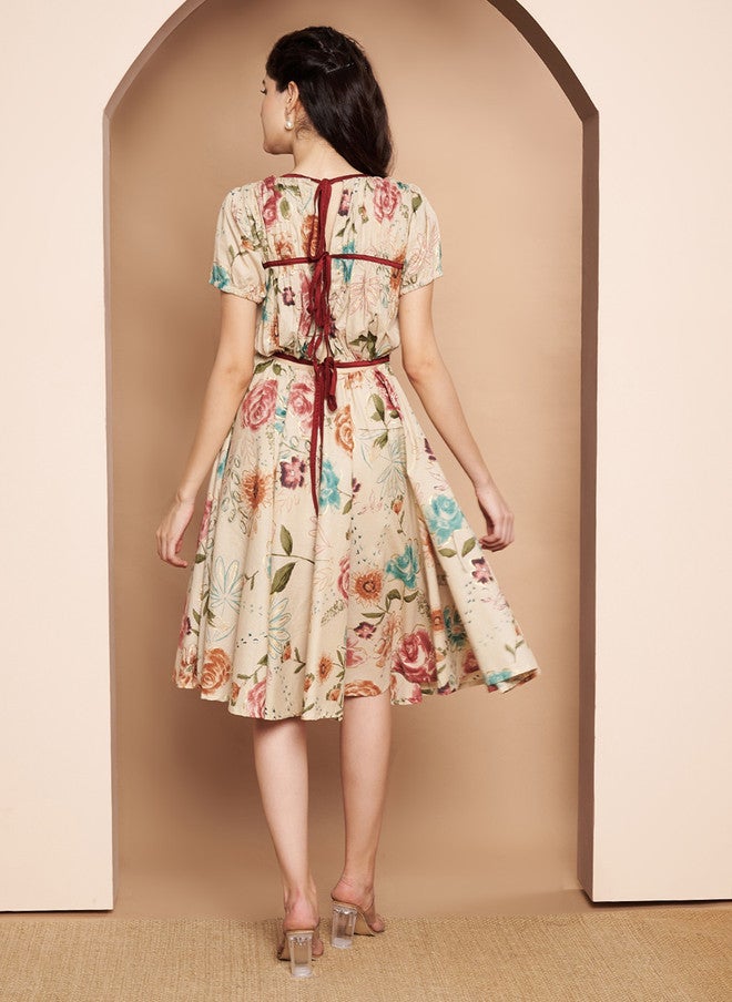 COTLAND FASHION فستان كوتلاند فاشن مزخرف بأكمام منتفخة من القطن العضوي بتصميم ضيق وواسع - Image 5