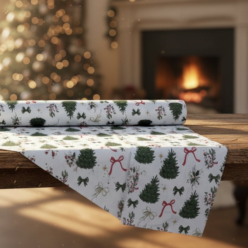 سيجنولا طقم ملايات سيجنولا بنقشة شجرة الكريسماس 🎄 – تصميم أعياد الميلاد (Xmas) – طقم سرير مكوّن من 4 قطع – ناعم ومريح، مقاوم للتجعد، ويدّي إحساس لطيف بالتهوية – مناسب للشتاء – يناسب السيدات والرجال والأطفال – مقاس كينج 240 × 260 سم - Image 3